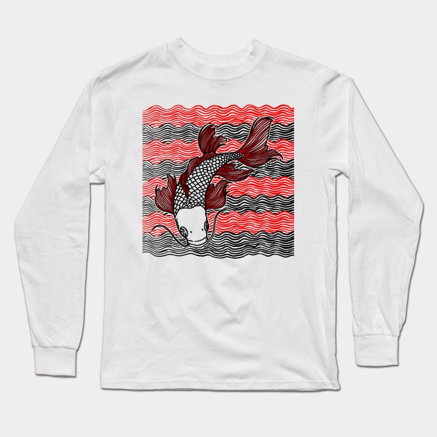 Koi Fish Great Wave Tattoo Long Sleeve T-Shirt by ebayson74@gmail.com